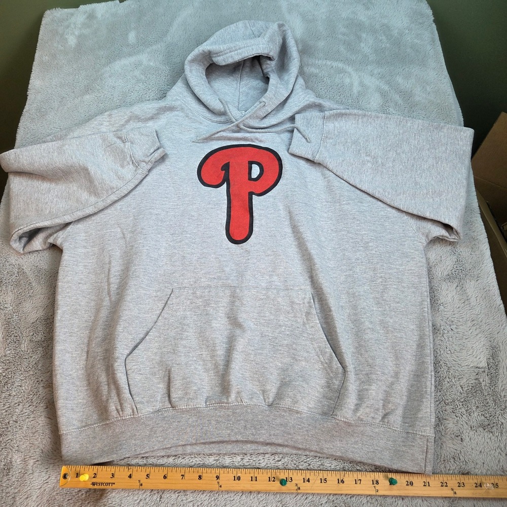 Philadelphia Phillies Hoodie Mens 3XL Graphic Pullover Gray Red‎